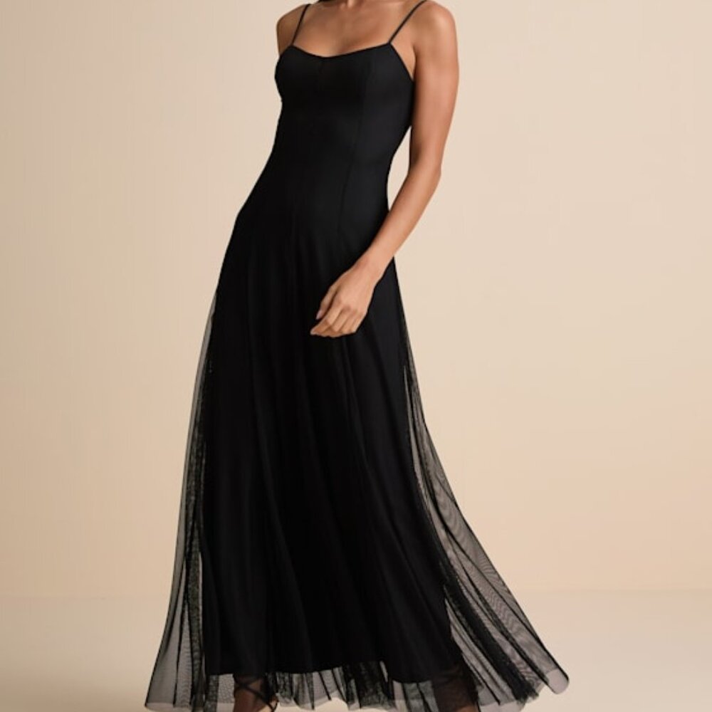 Lulus Atori Black Mesh Sleeveless Maxi Dress - Size M